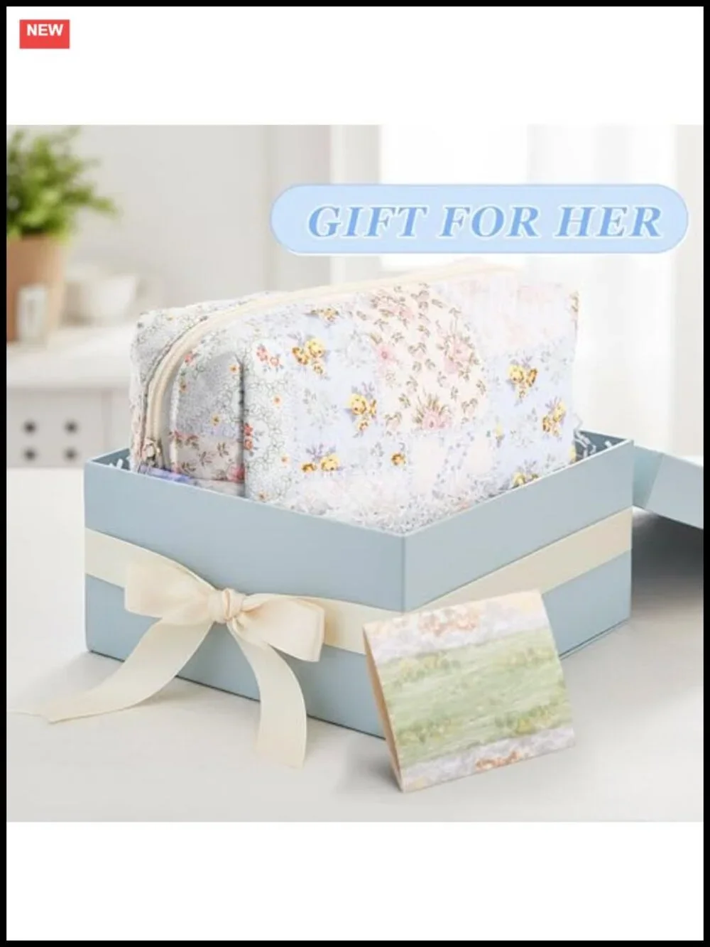 Quilted Cotton Floral Makeup Bag Women Travel Toiletry Pouch Cute Pencil Case